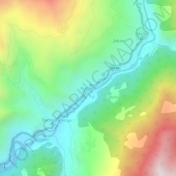 Kumalti topographic map, elevation, terrain