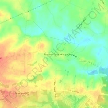 Langfords Crossroads topographic map, elevation, terrain