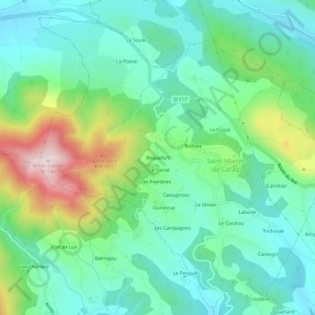 Roquefort topographic map, elevation, terrain