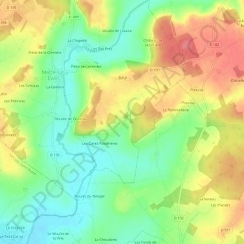 Le Bois Turbet topographic map, elevation, terrain