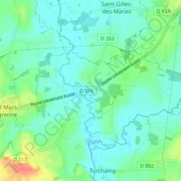 Le Pont d'Egrenne topographic map, elevation, terrain