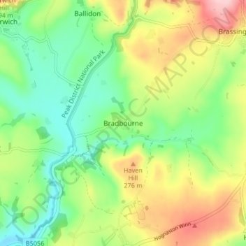 Bradbourne topographic map, elevation, terrain