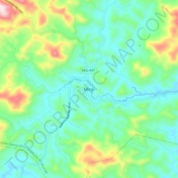 Miraí topographic map, elevation, terrain