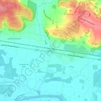 Les Réaux topographic map, elevation, terrain