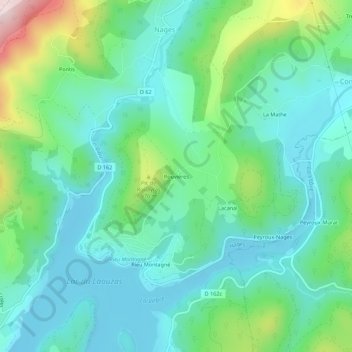 Rouvières topographic map, elevation, terrain