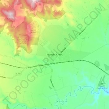 Riddells Creek topographic map, elevation, terrain