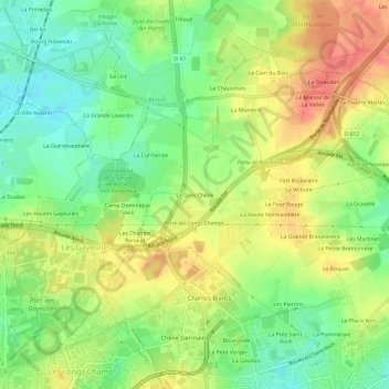 Le Gros Chêne topographic map, elevation, terrain
