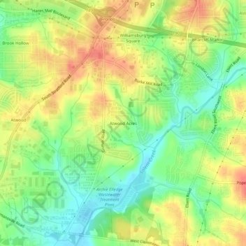 Atwood Acres topographic map, elevation, terrain