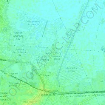 Karangraharja topographic map, elevation, terrain