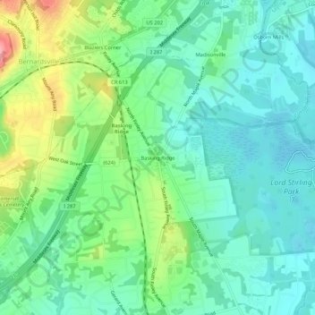 Basking Ridge topographic map, elevation, terrain