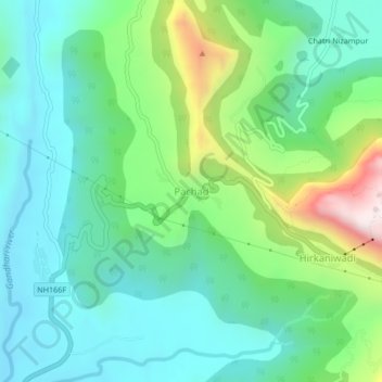 Pachad topographic map, elevation, terrain