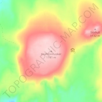 Hrafntinnusker topographic map, elevation, terrain