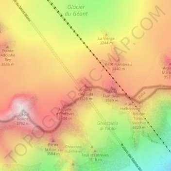 Aiguille de Toula topographic map, elevation, terrain