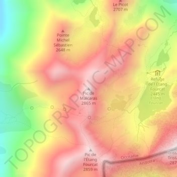 Pic de Malcaras topographic map, elevation, terrain