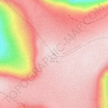 Esja topographic map, elevation, terrain