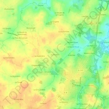 La Pinière topographic map, elevation, terrain
