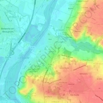 Rivollay topographic map, elevation, terrain