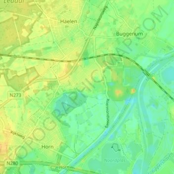 Haelense Broek topographic map, elevation, terrain