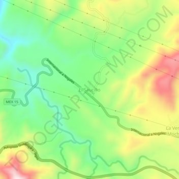 El Saucillo topographic map, elevation, terrain