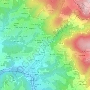Le Chambon topographic map, elevation, terrain