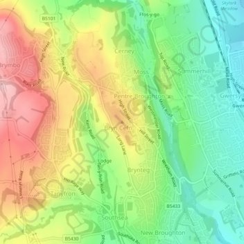 Cefn topographic map, elevation, terrain