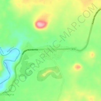 Kombone topographic map, elevation, terrain