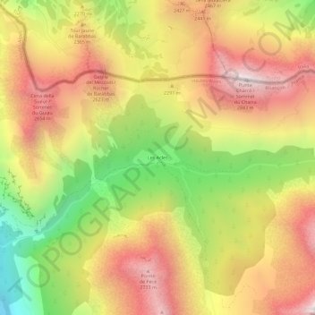 Les Acles topographic map, elevation, terrain