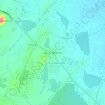 Melakottaiyur topographic map, elevation, terrain