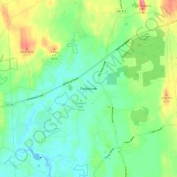 Rehoboth topographic map, elevation, terrain