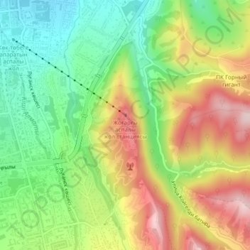 Kok Tobe topographic map, elevation, terrain