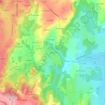 Jalatogne topographic map, elevation, terrain