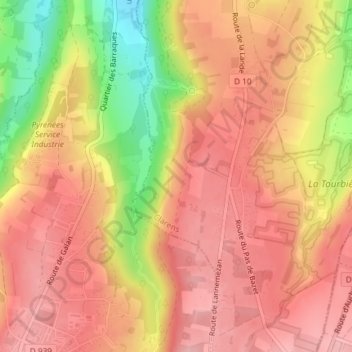 Darré et Pujos topographic map, elevation, terrain