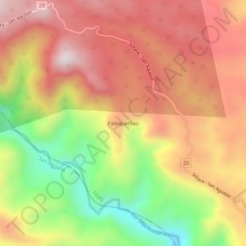Paloquemao topographic map, elevation, terrain
