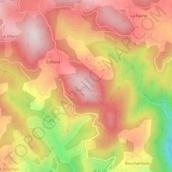 Mont Godin topographic map, elevation, terrain