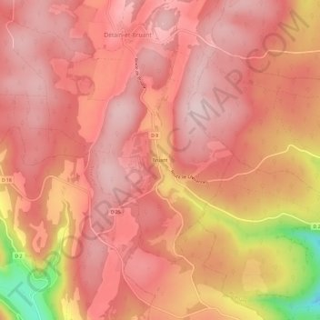 Bruant topographic map, elevation, terrain