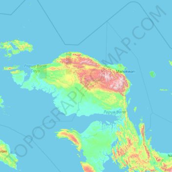 West Papua topographic map, elevation, terrain