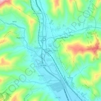 Omignano Scalo topographic map, elevation, terrain