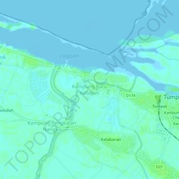 Kampung Baru Nelayan topographic map, elevation, terrain