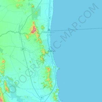 Hua Hin topographic map, elevation, terrain