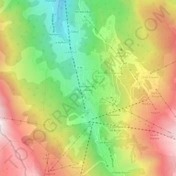 Meribel-les-Allues topographic map, elevation, terrain