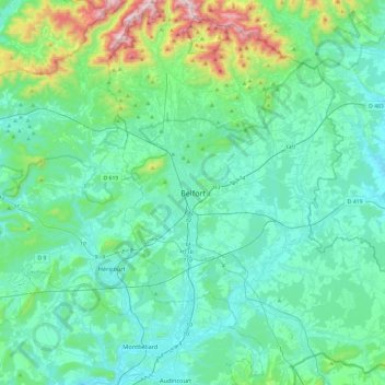 Belfort topographic map, elevation, terrain