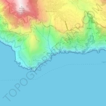 Marina di Praia topographic map, elevation, terrain