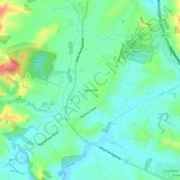 Dairy Flat topographic map, elevation, terrain