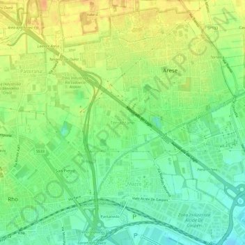 Terrazzano topographic map, elevation, terrain