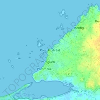 Pors Ar Stréat topographic map, elevation, terrain