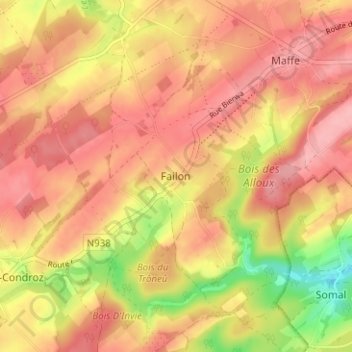 Failon topographic map, elevation, terrain
