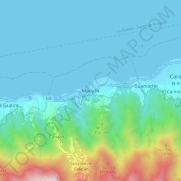 Macuto topographic map, elevation, terrain