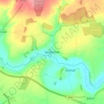 Swinbrook topographic map, elevation, terrain