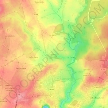 La Faverie topographic map, elevation, terrain