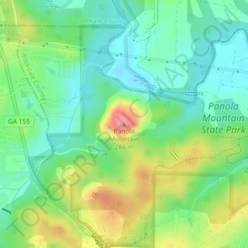 Panola Mountain topographic map, elevation, terrain